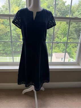 Ann Taylor navy eyelet dress size 8